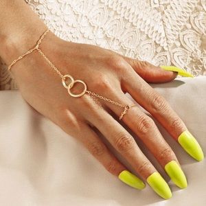Boho delicate gold chain hand bracelet